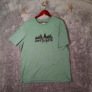 Life Is Good Green Short Sleeve Tee with Forest Graphic Cool Tee Womens XXL